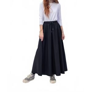 NEW TONET cotton drawstring skirt in black